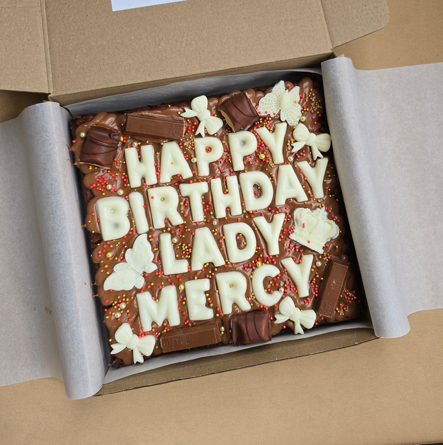 Custom Message Brownie with Sprinkles