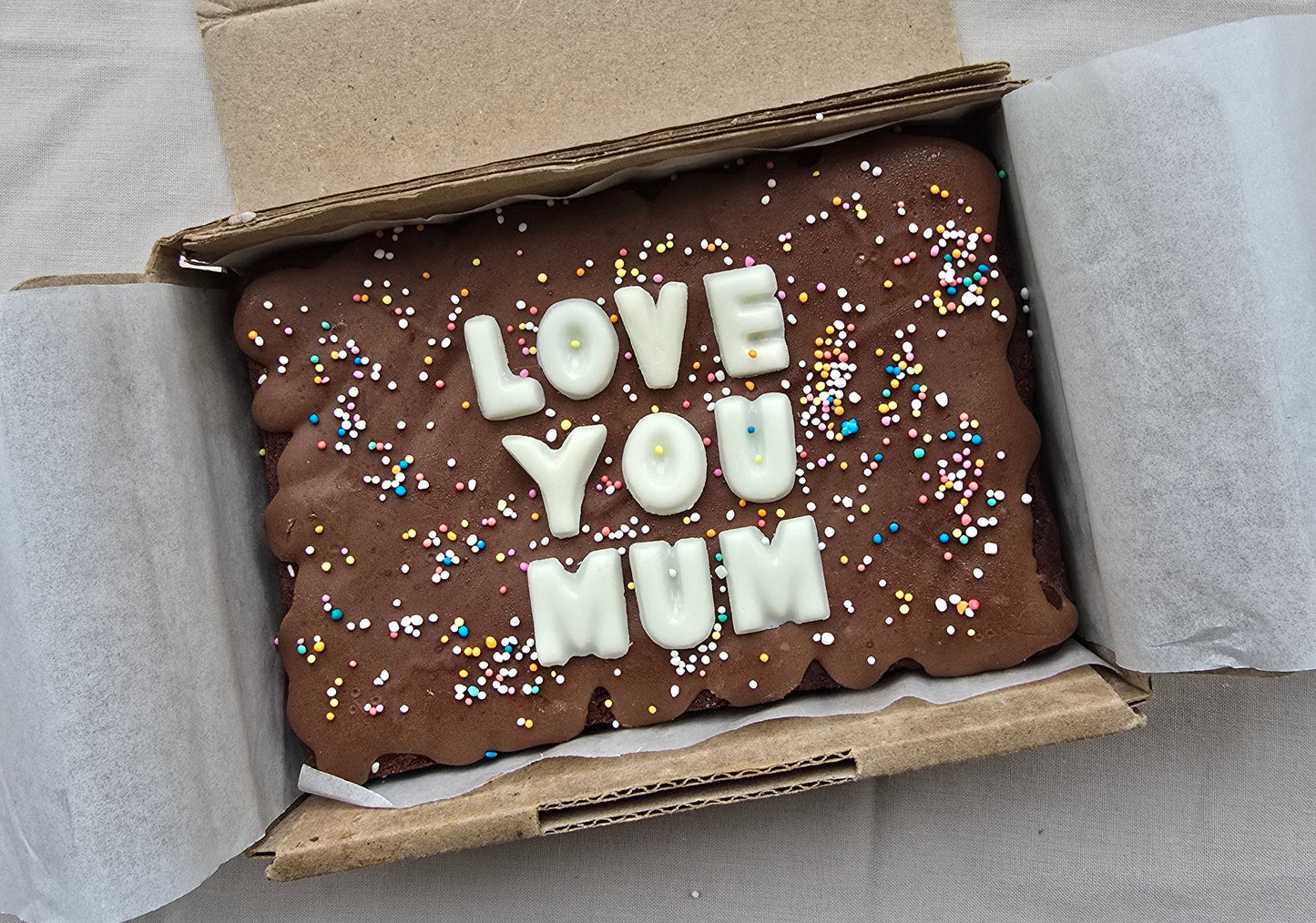 Mothers Day Custom Message Brownie with Sprinkles