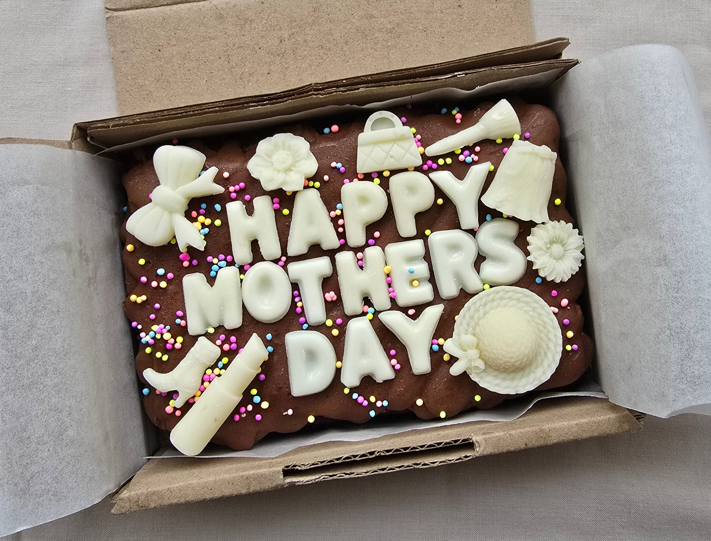 Custom Message Brownie with chocolate/sweet decor