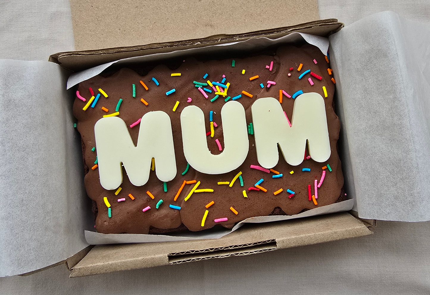 Mothers Day Custom Message Brownie with Sprinkles