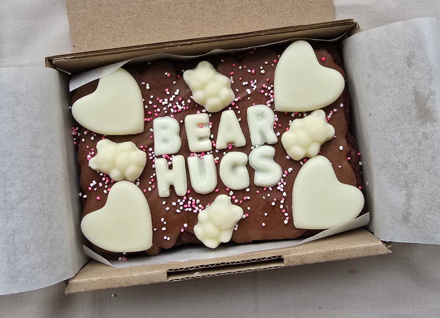 Custom Message Brownie with chocolate/sweet decor