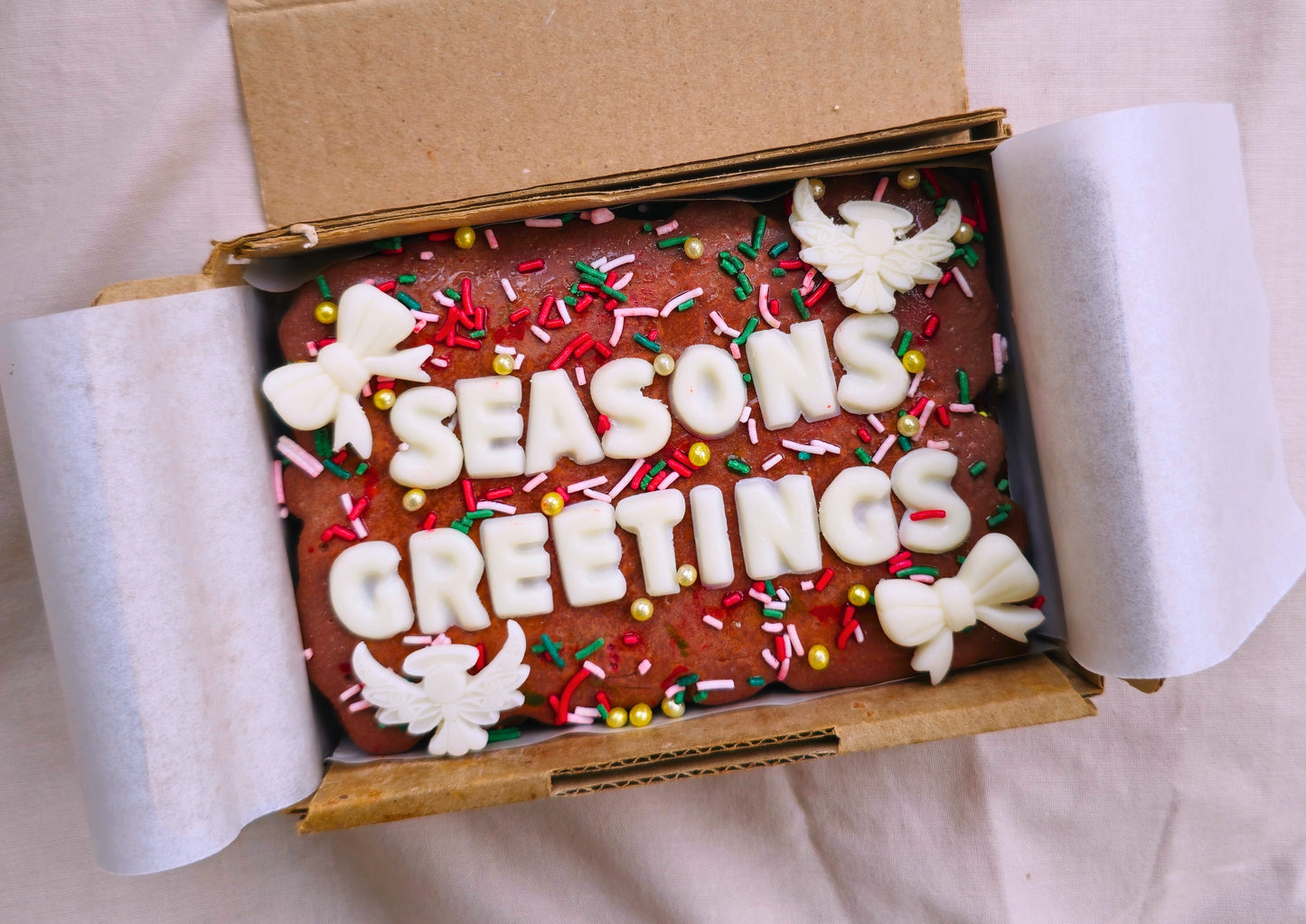 Christmas Custom Brownie with chocolate/sweet decor