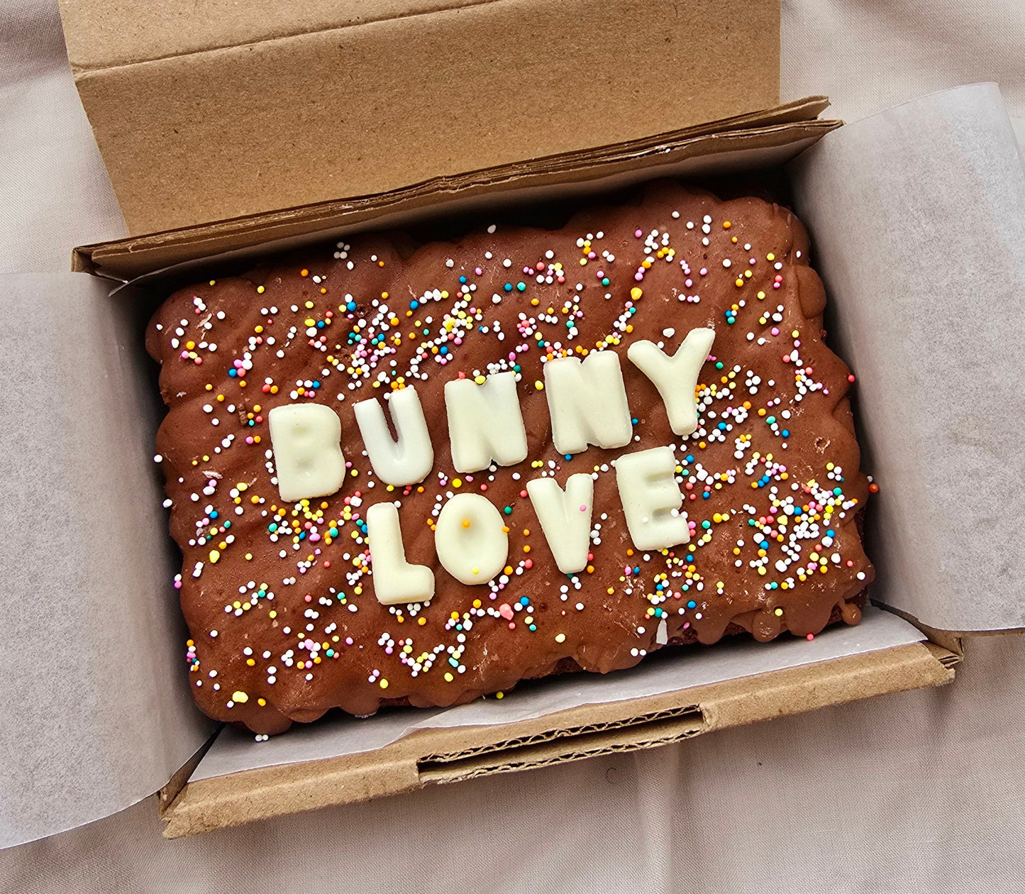 Easter Custom Message Brownie with Sprinkles