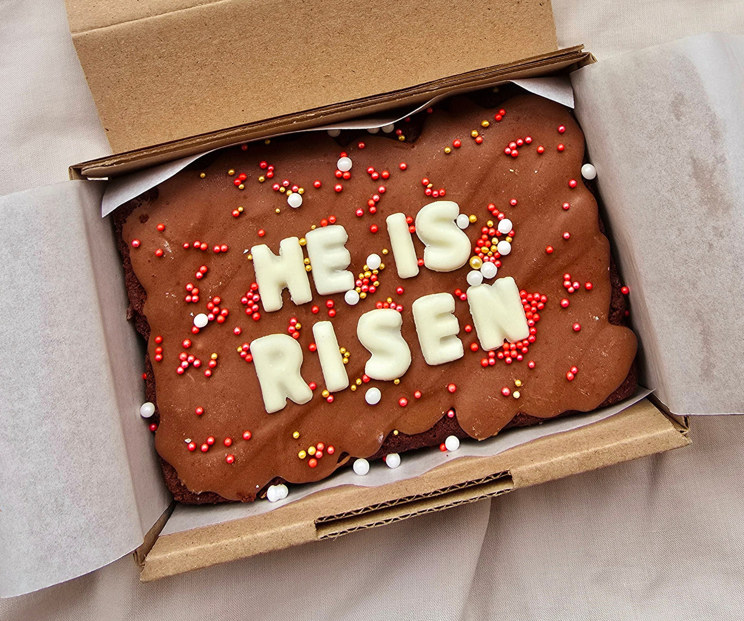 Easter Custom Message Brownie with Sprinkles