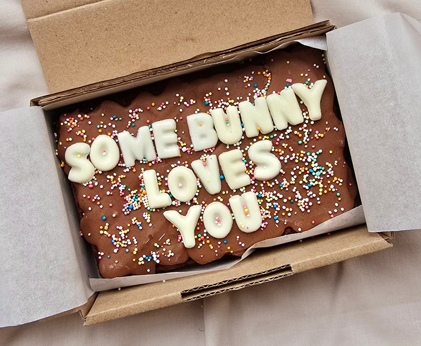 Easter Custom Message Brownie with Sprinkles