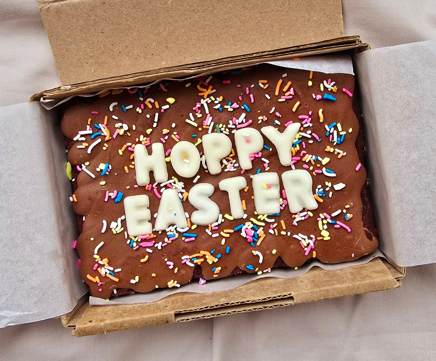 Easter Custom Message Brownie with Sprinkles