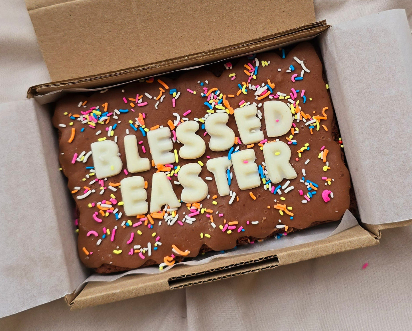 Easter Custom Message Brownie with Sprinkles