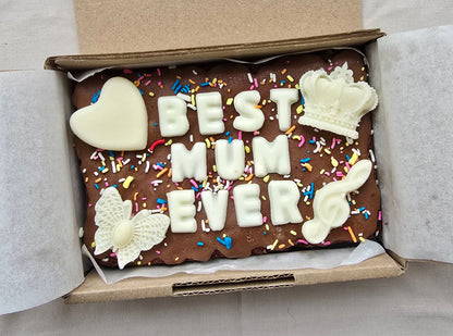 Custom Message Brownie with chocolate/sweet decor