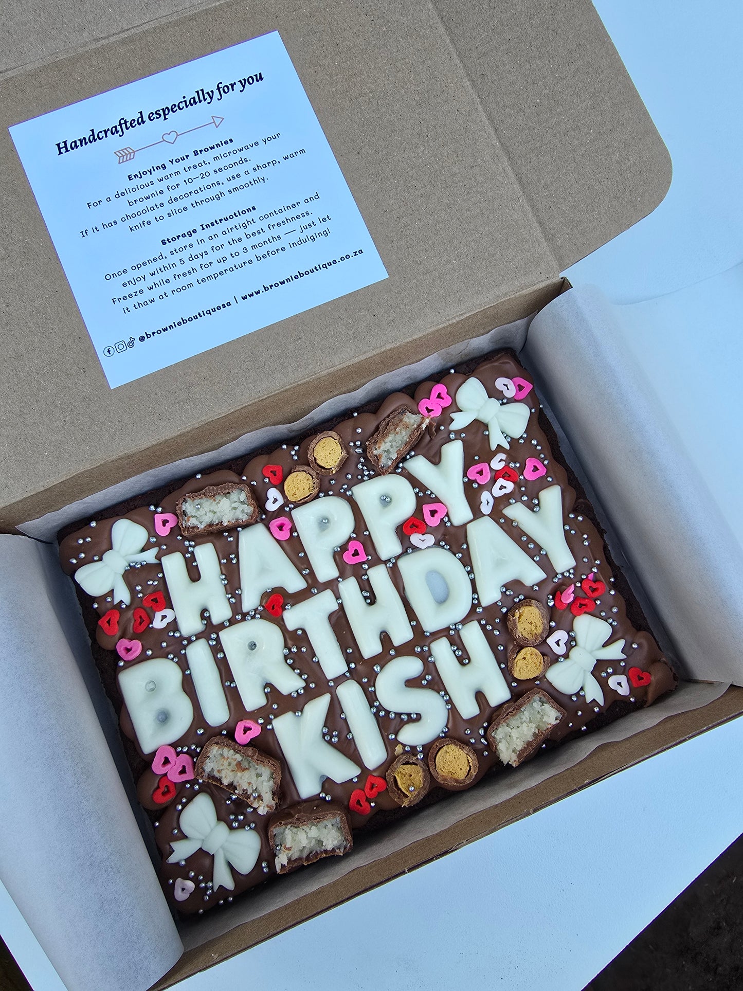 Birthday Custom Brownie with chocolate/sweet decor