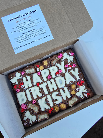 Birthday Custom Brownie with chocolate/sweet decor