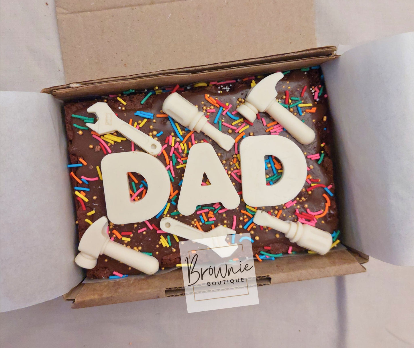 Father's Day Custom Brownie with chocolate/sweet decor